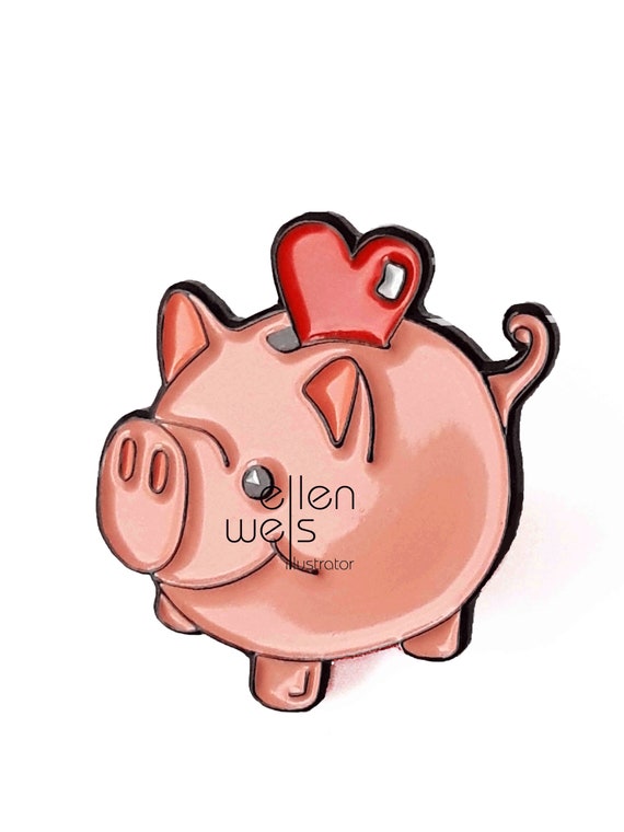 Piggy Bank Soft Enamel Pin Pig Chinese Year Of The Pig Etsy