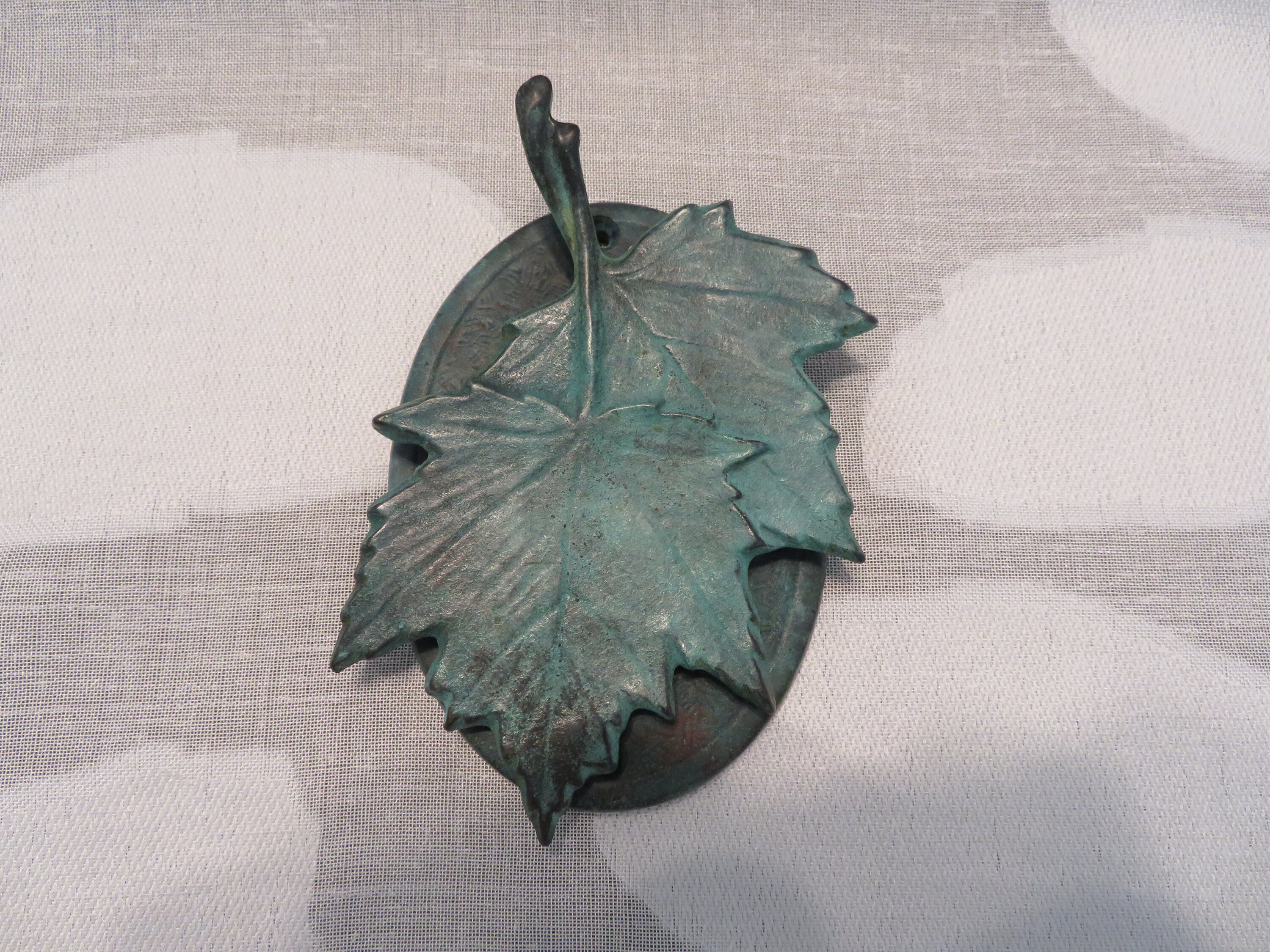 Patinaed Solid Brass Maple Leaf Design Front Door Knocker Etsy
