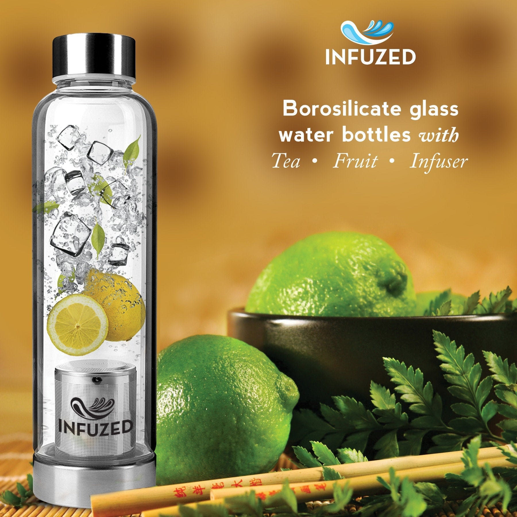 Two Borosilicate Glass Water Bottles with Infuser Etsy