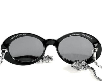 Vintage Versace Rare Sunglasses, Black Medusa Chains 403/S