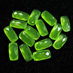 20 Pieces Peridot Hydro Quartz Gemstone - Faceted Gemstone - Faceted Octagon Shape Stone - Loose Peridot Cut Stone - 8x10mm-15x35mm