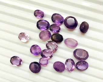 20 Pieces Natural Purple Amethyst Hydro Quartz ! African Amethyst Loose Gemstone ! Amethyst Cut Loose Gemstone ! Oval Loose Gemstone