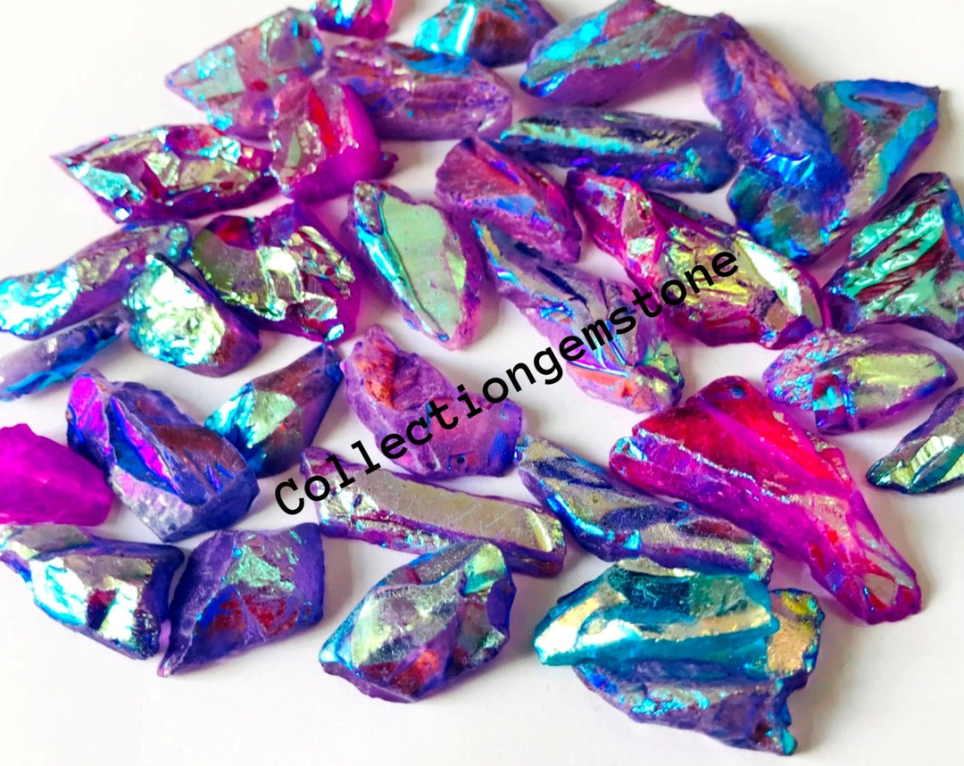 10 Pieces Natural Pink Titanium Coated Crystal Quartz Gemstone - Etsy