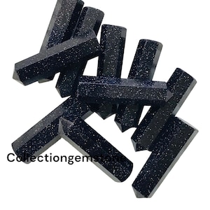 10 Pieces Top Quality Natural Blue Goldstone Points Obelisk Healing Crystals Gemstone Towers Blue Goldstone Crystal Points, Tower Pencil