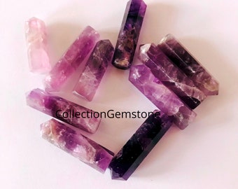 10 Pieces Top Quality Natural Amethyst Points Obelisk Healing Crystals Gemstone Towers Amethyst Crystal Points, Tower Pencil