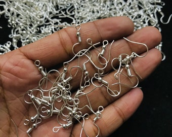 Solid Silver Plated (Metal) Earring Hooks Earring Wire Findings (20mm) , Silver Earring Hooks Use For Jewelry Making