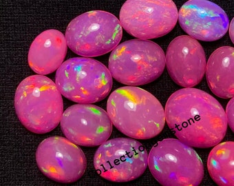 AAA Quality Natural Pink Ethiopian Opal Cabochon Lot - Oval Ethiopian Opal Lots Cabochon - Loose Opal Cabochon Gemstone - Cabochon Gemstone