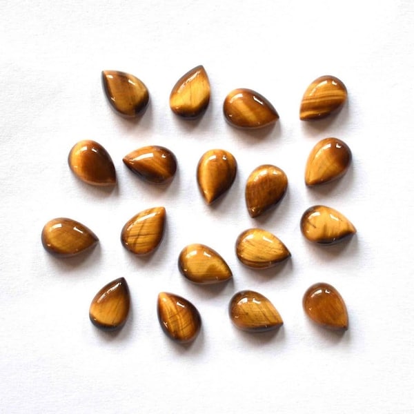 50 Pieces Gems - Sale Natural Tiger's Eye Cabs , Calibrated Tiger's Eye Pear Size 7x9, 8x10mm-15x35mm