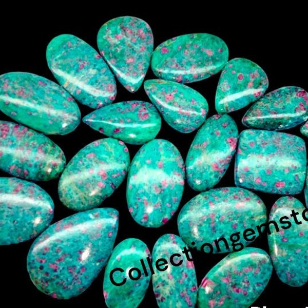 Top Quality Natural Ruby Fuchsite Cabochon. Ruby Fuchsite Gemstone. Green Red Ruby Fuchsite stone.bulk ruby lot. Ruby Fuchsite For Jewelry