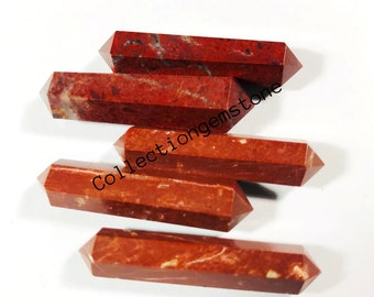 10 Pieces Natural Top Quality Faceted Red Jasper Points Obelisk Healing Crystals Gemstone Towers Red Jasper Both Side Tip Crystal Points