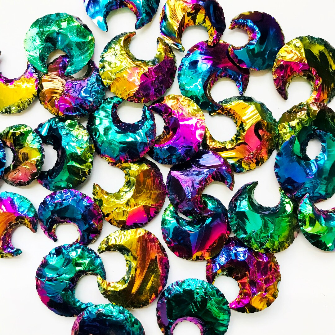 Natural Titanium Coated Moon Lots Gemstone Loose Gemsrone Healing