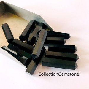 10 Pieces Top Quality Natural Black Agate Points Obelisk Healing Crystals Gemstone Towers Black Agate Crystal Points, Tower Pencil