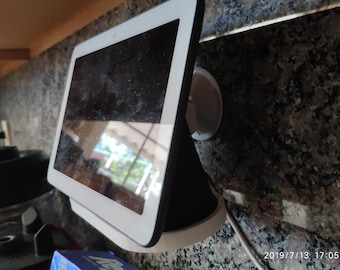 Google Home Nest Hub 2n Gen. Glasspiegel glatte Oberfläche, Küchengranit Wandhalterung Ständer, Vakuum Saugnapf, einfach zu installieren, PETG