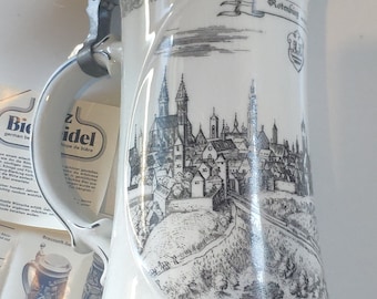 Design Herzballons Maßkrug Bierkrug mit Stadtnamen Stein Becher Städte-Tasse
