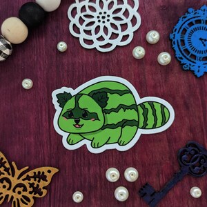 Suicoon Watermelon Raccoon Kawaii Vinyl Sticker