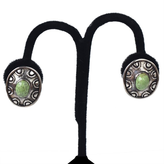 Dian Malouf Clip on Earrings with Green stone