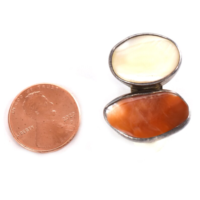 Rebecca Collins Sterling Clipon Earrings of Abalone & Mother of Pearl Etsy