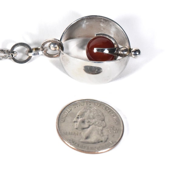 Modernist Sterling Pendant, Carnelian, Bearing th… - image 5