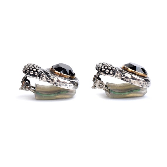 Dian Malouf Clip-on Earrings 14K Sterling Band mo… - image 2