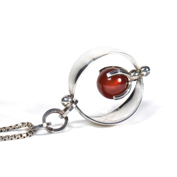 Modernist Sterling Pendant, Carnelian, Bearing th… - image 2