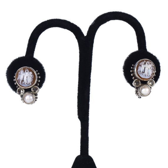 Sterling Stephen Dweck Cameo and Gemstone Clip-on… - image 1