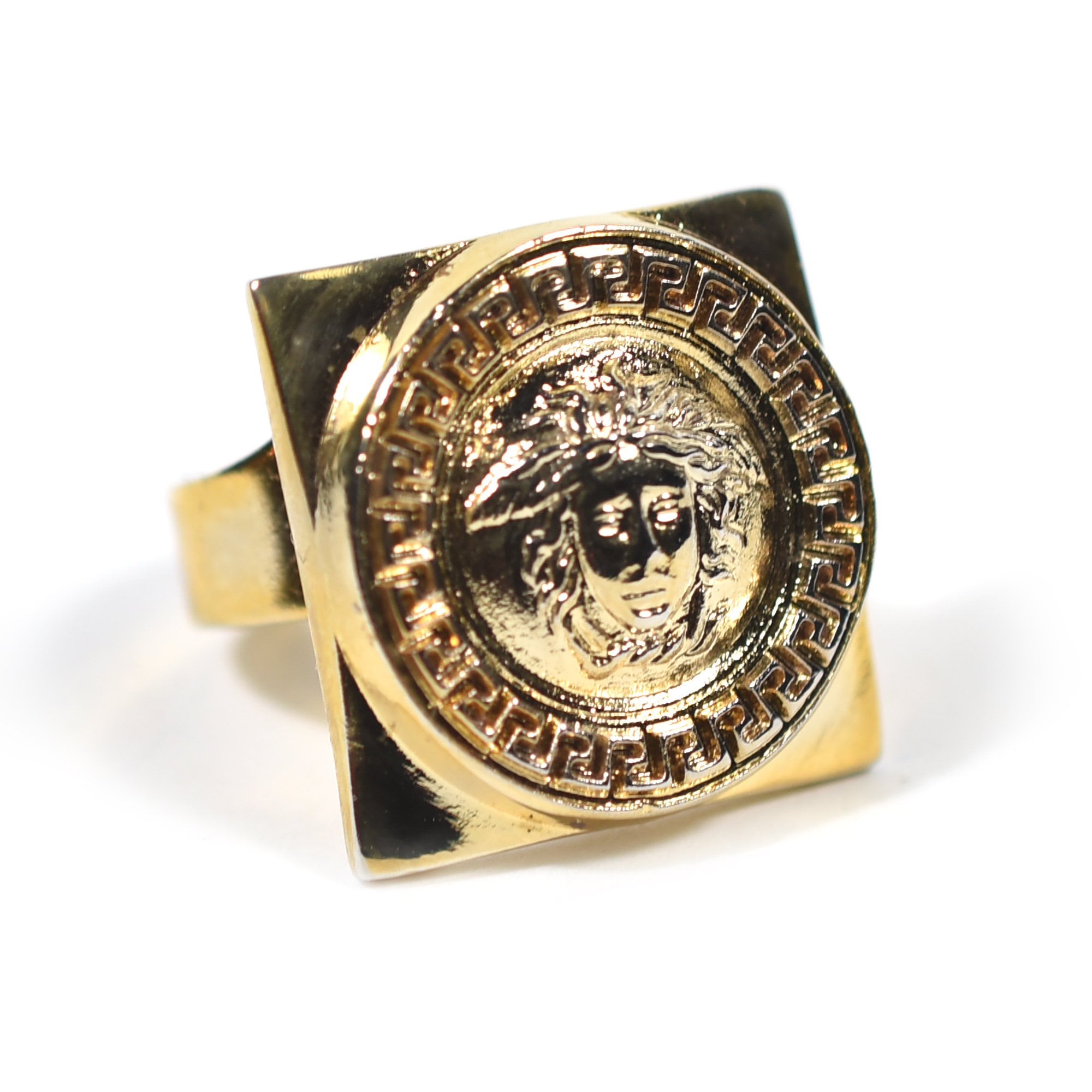 GIANNI VERSACE Square Gold-tone Medusa Head Adjustable Ring GIANNI VERSACE Square Gold-tone Medusa Head Adjustable Ring