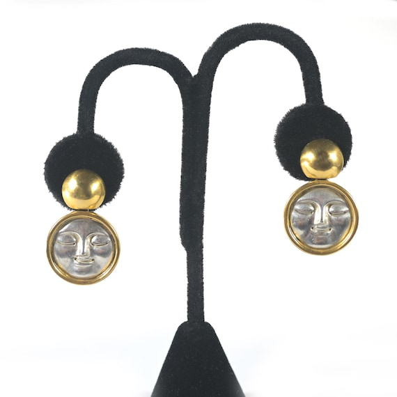 VAUBEL, 1994, Moon Face Earrings, Gold Wash