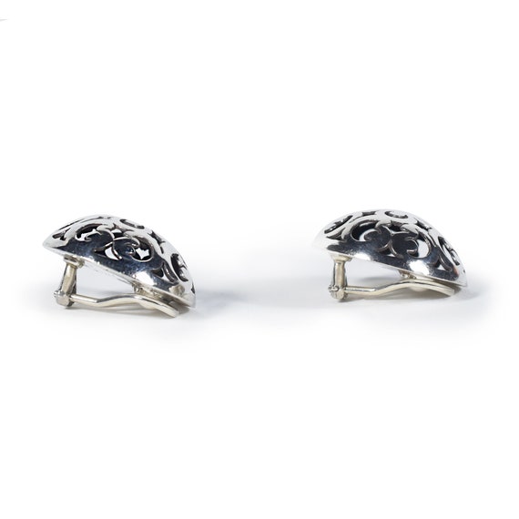 Large Silver Button Clip Earrings, John Hardy Des… - image 2
