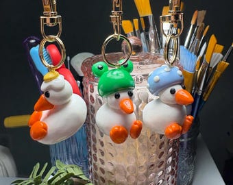 Duck/Goose Keychain — Froggie, Egg Head, + Mushroom