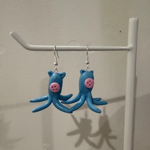 Handmade Coraline Squid Earrings: Polymer Clay Jewelry