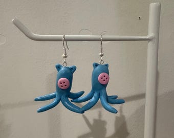 Handmade Coraline Squid Earrings: Polymer Clay Jewelry