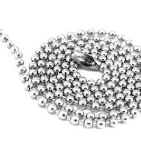 24" | 61cm Silver Stainless Steel U.S. Military Spec Ball-Bead Dog Tag Chain