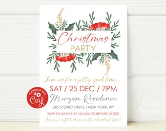 Christmas Party Invitation: Holiday Hat Party, Editable Template (Digital Download)