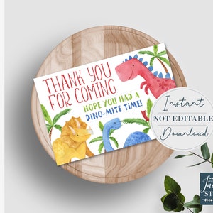 Dinosaur Birthday Party Thank You Note, Dino-mite Printable Thank You, Boy / Girl Party, T-Rex Stomp Chomp Roar, Instant Download, BI013