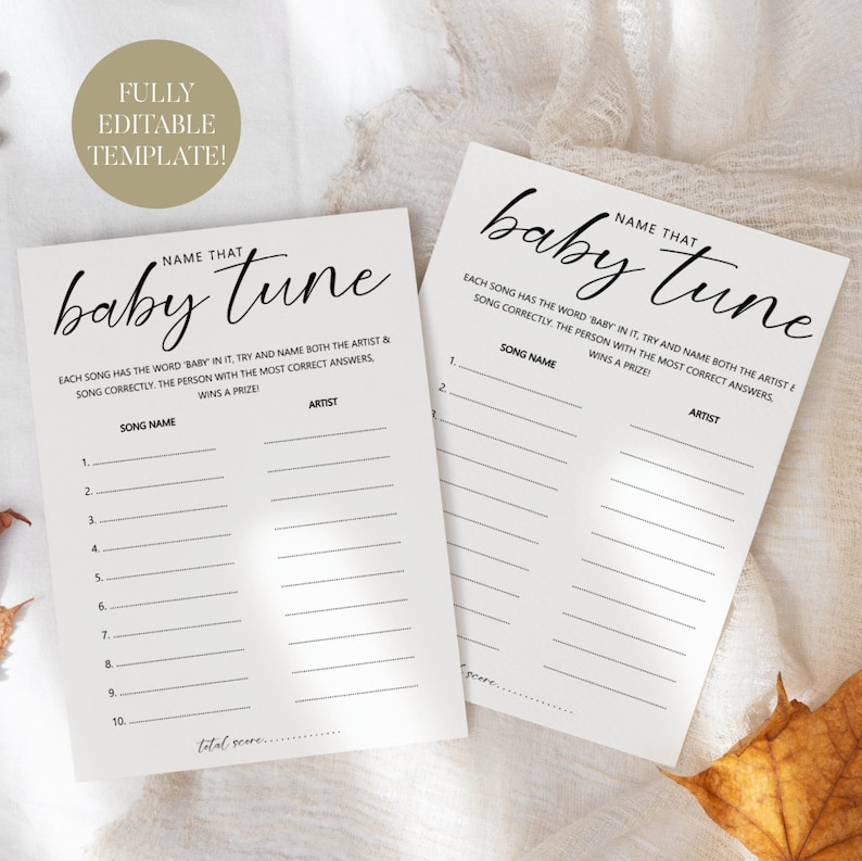 Name That Baby Tune Baby Shower Game | Modern Baby Shower Game ...