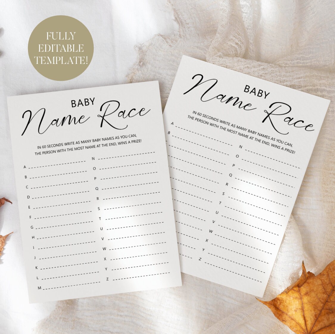 Baby Name Game Baby Shower Games Printable Baby Name Race Game Baby ...