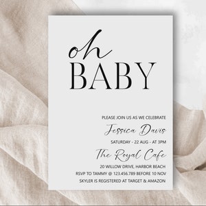 Babypartyeinladung | Minimalistische Babyparty | Einladung Digitaler Download | Baby Shower Editierbare Vorlage Einladung Junge Mädchen | B1