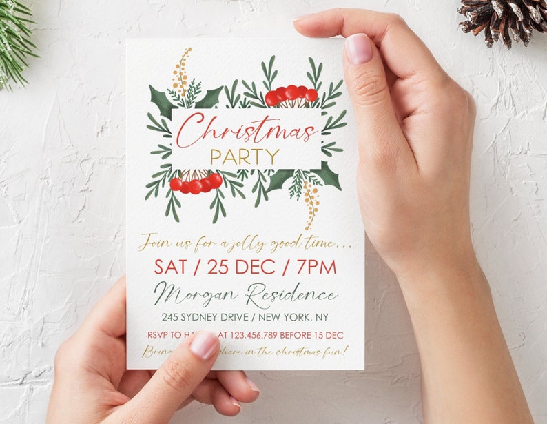 Christmas Party Invitation Party Announcement Christmas Hat - Etsy