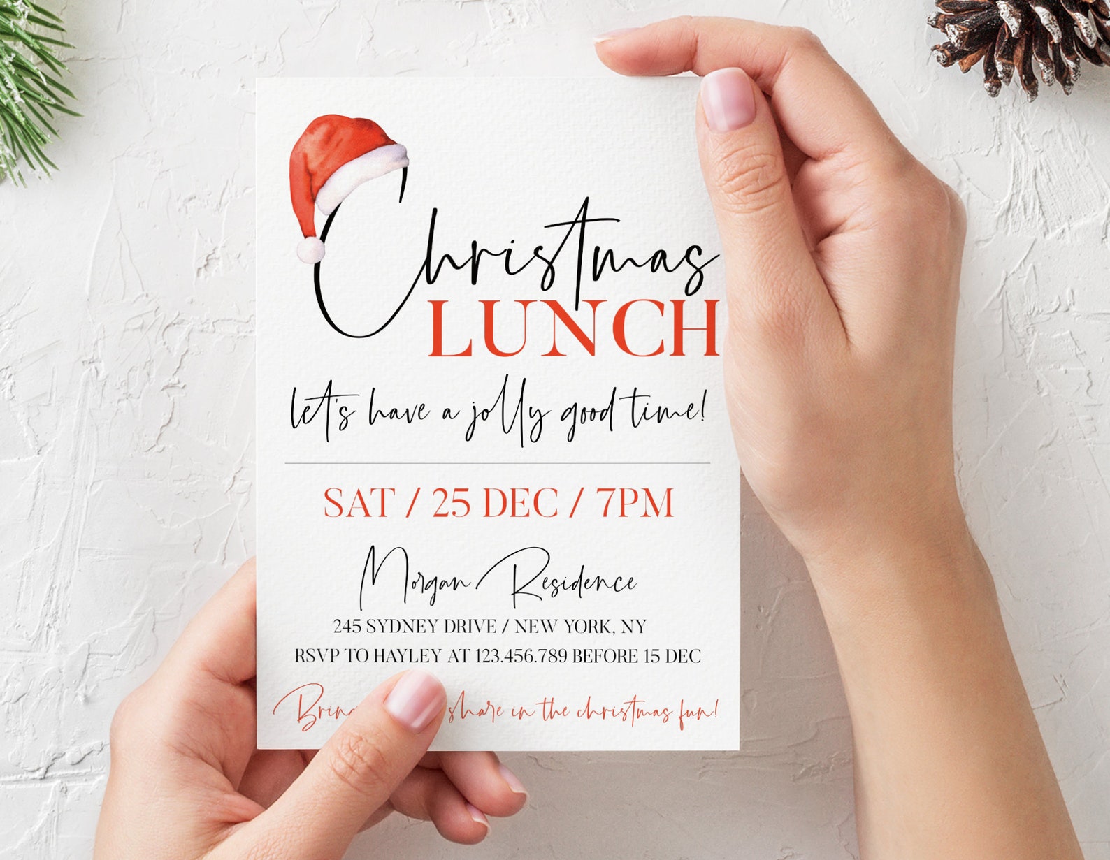 EDITABLE Christmas Lunch Invitation Party Announcement Christmas Hat EDITABLE Christmas Lunch Invitation Party Announcement Christmas Hat