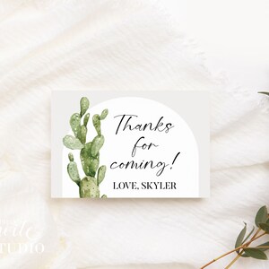 Boho Cactus Bedankkaartsjabloon, Boho Cactus Bedankkaart, bosdieren babyshower, Instant Download, BEWERKBARE tekst BS032
