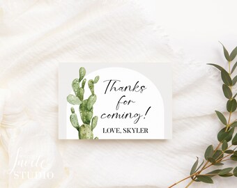 Boho Cactus Thank You Card Template, Bohemian Cactus Thank You Card, Woodland Animals Baby Shower, Instant Download, EDITABLE Text BS032