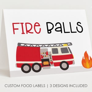 Fire Truck Food Labels, Fire Engine Editable Birthday Food Tents, Boy Party Template, Fire Printable Template, Instant Download, Corjl, BP03