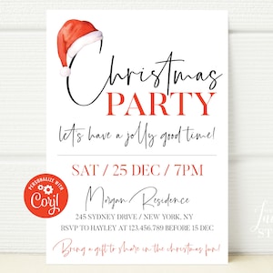 EDITABLE Christmas Party Invitation, Party Announcement, Christmas Hat Party Invite, Instant Download, Christmas Work Party Invite