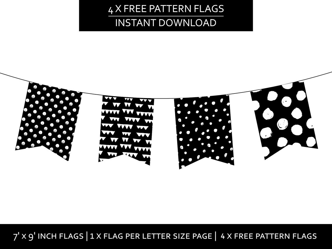 Happy Birthday Printable Banner, Party Black &amp; White, Simple Banner ...
