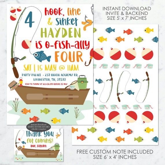 Fishing Birthday Invitation: the Big One, Boy Theme (digital Download) -  Etsy