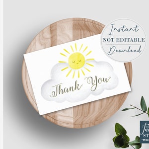 Du bist mein Sonnenschein Baby Shower Dankeschön, Sonnenschein druckbare Dankeschön, Babyparty Danke, Sonne, Instant Download, BS002