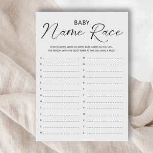 Baby Name Game | Baby Shower Games Printable | Baby Name Race Game | Baby Items Game | Baby ABC Game  | Alphabet Game | Editable Template B1