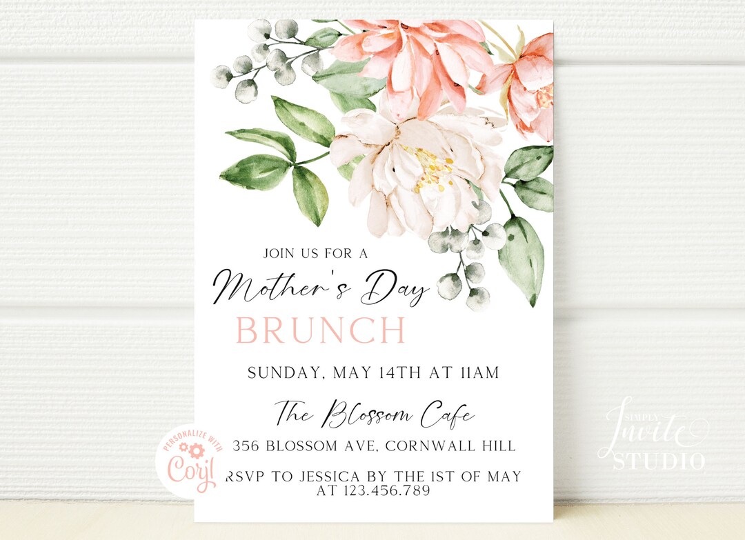 Mother's Day Brunch Invitation Template, Mother's Day Invitation ...