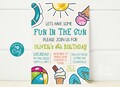 INSTANT DOWNLOAD Fun in the Sun Birthday Invitation,  Pool Party, Summer, Ice Cream & Pool Birthday Template, Birthday Invite, Editable