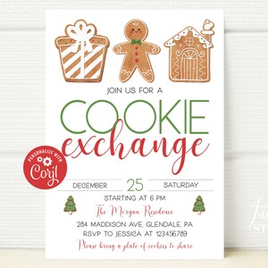 Christmas Cookie Exchange Invitation, Cookie Exchange Party, Christmas Party, Cookie Invitation, Exchange Invite, Instant Download, CE001